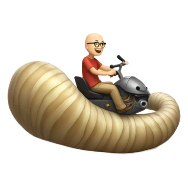 Bald Nerd riding large dune sand worm sticker