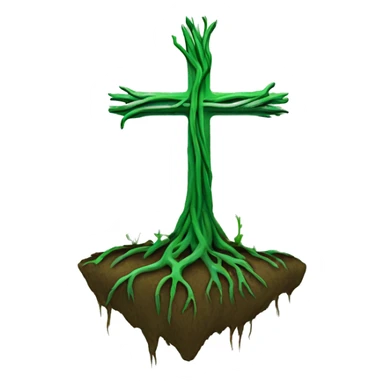 green cross with roots growing out of the bottom sticker