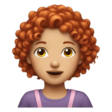 Girl with red curly hair making faces sticker