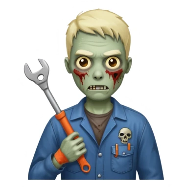 zombie mechanic with tool in his hand   sticker