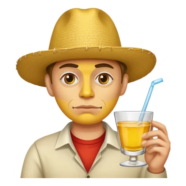 Apple emoji face drinking tequila with bored face sticker