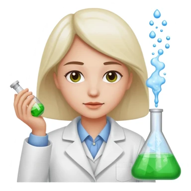 A person in a white coat is experimenting with chemicals. sticker