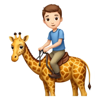 confident boy riding a giraffe sticker