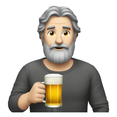 Dark hair greyish beard man drinking beer while laying  sticker