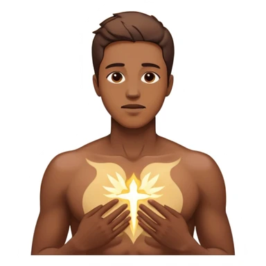 transition from a man with a spiritual pain on his chest growing up to a man with a soul glowing on his body representing his healed version karmically and using that energy to heal others sticker
