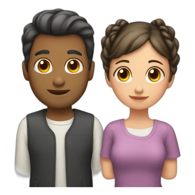 Man hearts woman with pigtails sticker