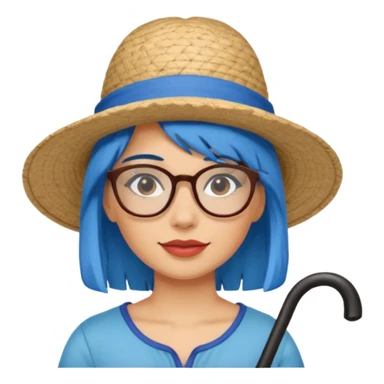 woman glassess, fat venice gondolier with iconic hat and blue hair woman sticker