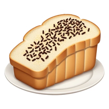 Slice of white bread on a white plate with chocolate sprinkles on top sticker