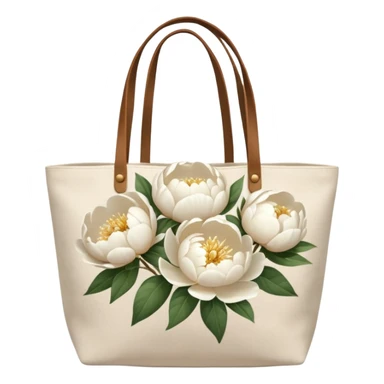 canvas tote bag filled with white peonies  sticker