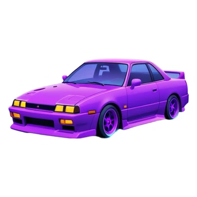 purple japanese car drifting under neon lights, foggy lakeside night, vaporwave colors, long exposure streaks, melancholic wavephonk vibe sticker