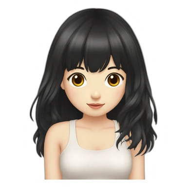 Longhair-Japanese-girlfriend-browneye-blackhair-bangs sticker