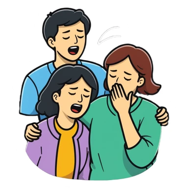 illustration of man celebrating the singing of divorce papers next to [crying woman] art influence sticker