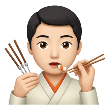 Asian eating sushi sticker