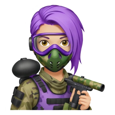 purple haired painitball player sticker