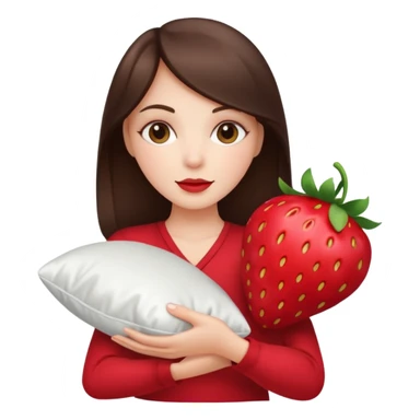 brunette white girl with a silk pillow strawberry sticker