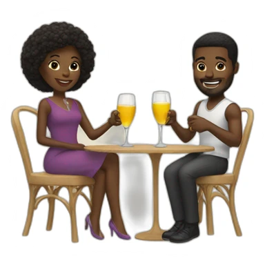 black couple toasting glasses sticker