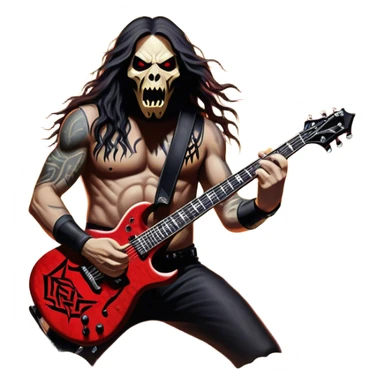 Icon for Heavy Metal: Slayer band on stage during a live concert, with guitars, drums, and intense lighting effects. The atmosphere is charged with energy, and the iconic Slayer logo is visible. Transparent background. sticker