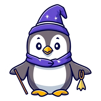 penguin wizard with sparkles sticker