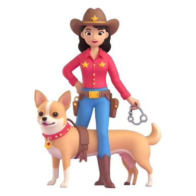 femme cowboy avec son chihuahua sticker