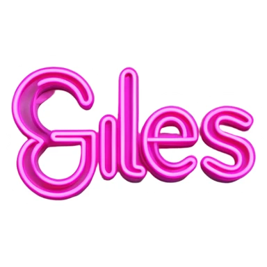 Pink neon sign with the word Giles sticker