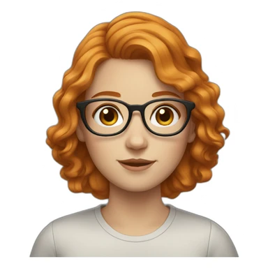 white girl with short wavy ginger hair and square glasses sticker