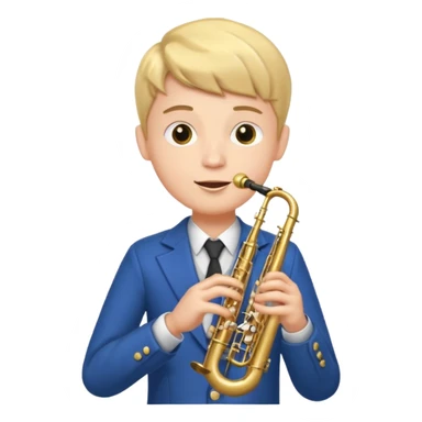 Boy with 4 arms holding a trumpet in one hand and a saxophone in the other sticker