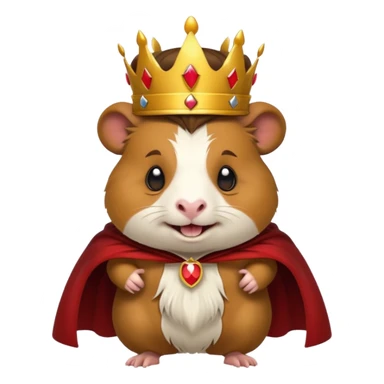 guinea pig demon king, wearing a royal cape and fangs, emoji style sticker