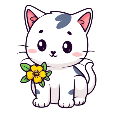 Kitten smells flowers sticker