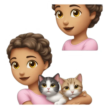 girl loving 3 baby cats sticker