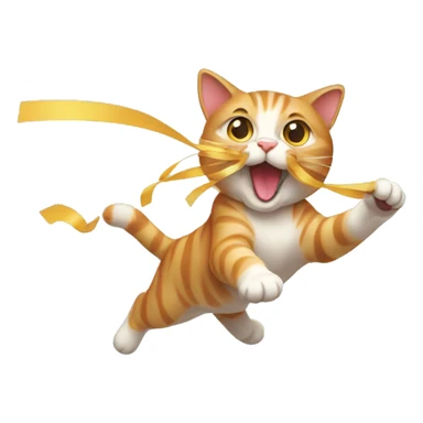 cat chasing long ribbon sticker