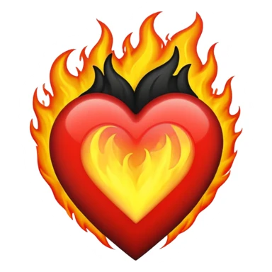 I want the emoji to be the heart on fire but make the heart black sticker