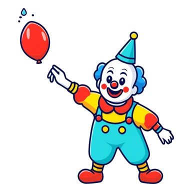 A clown throwing a water ballon sticker