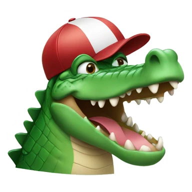 A crocodile wearing a football hat sticker