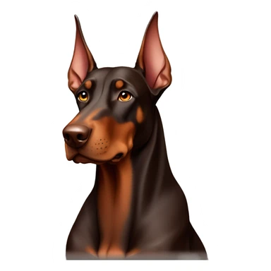 Strong male chocolate Doberman with large floppy ears sticker