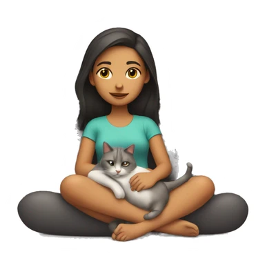 Girl laying with cat on lap  sticker