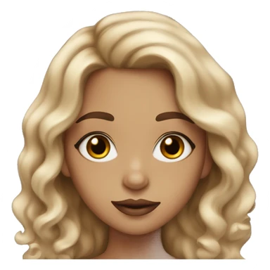 Wavy hair girl with almond eyes and mascara with brown lip liner  sticker