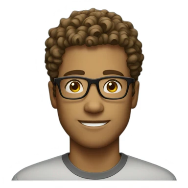 curly short haired man wearing square glasses sticker