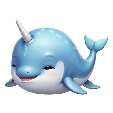 Meme-Worthy cute Sleeping Narwhal Portrait Emoji, Head resting peacefully with a contented smile, showcasing a luxuriously smooth form with a gentle tusk accent, eyes closed in a serene slumber, Simplified yet hilariously adorable features, highly detailed, glowing with a soft, drowsy glow, high shine, relaxed and utterly lovable, stylized with an air of playful laziness, bright and heartwarming, soft glowing outline, capturing the essence of a comically sleepy sea unicorn that feels destined to become the next viral sensation of adorable rest! sticker