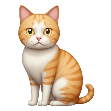 full body white, ginger and tabby cat with skinny head and fat body with an anxious face sticker