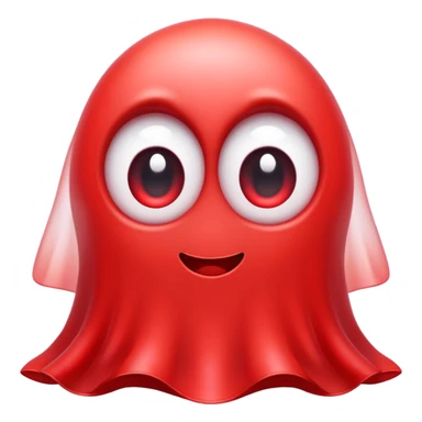 Cute red ghost character with big adorable eyes and a small smile sticker