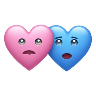 1 heart pink and 1 heart blue sticker