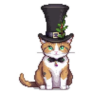 cat wearing a black top hat sticker