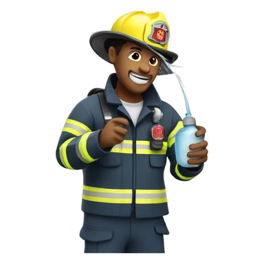 Firefighter spraying water sticker