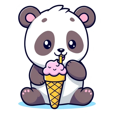 Panda eating ice cream sticker