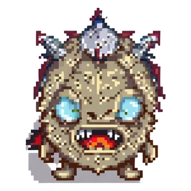 evil schnitzel, spiky outline, mischievous face sticker