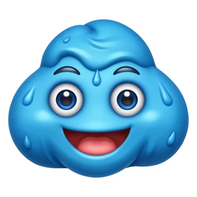 emoji con una textura irregular como un slime y con diferentes tonos de azul sin ojos sticker