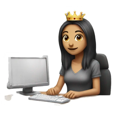 Gamer Girl playing in pc with crown sticker