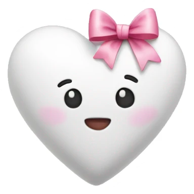 White heart with pink bow sticker