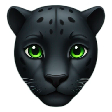 make an emoji of an animal black panther with green eyes, with a green heart sticker