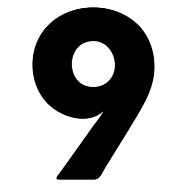 the number 9 as a solid filled icon, no outline sticker